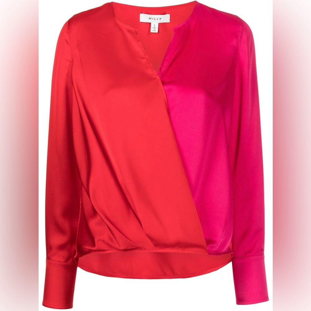 Two-tone Milly satin blouse